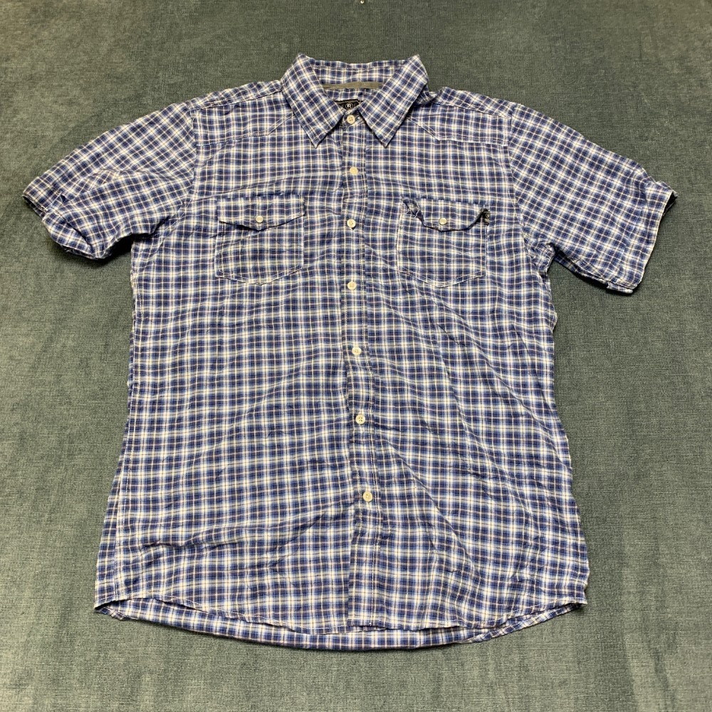 Chereskin Shirt Mens Large Blue White Plaid Streetwear Chest Pockets Button Up